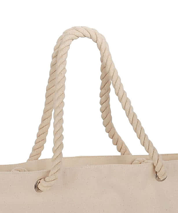 Full Color Large Cotton Canvas Zippered Rope Tote Bag