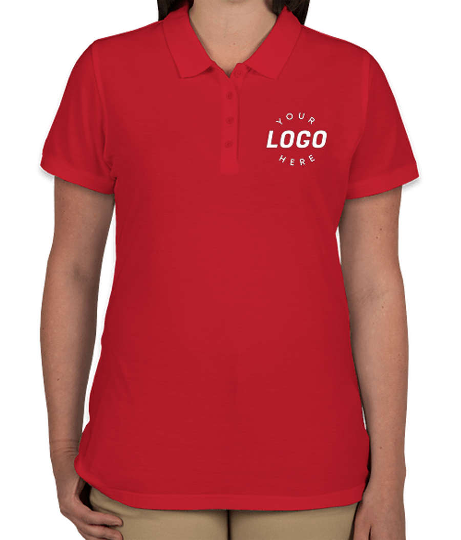 Port Authority Women's Lightweight Classic Pique Polo - Printed in Rich Red