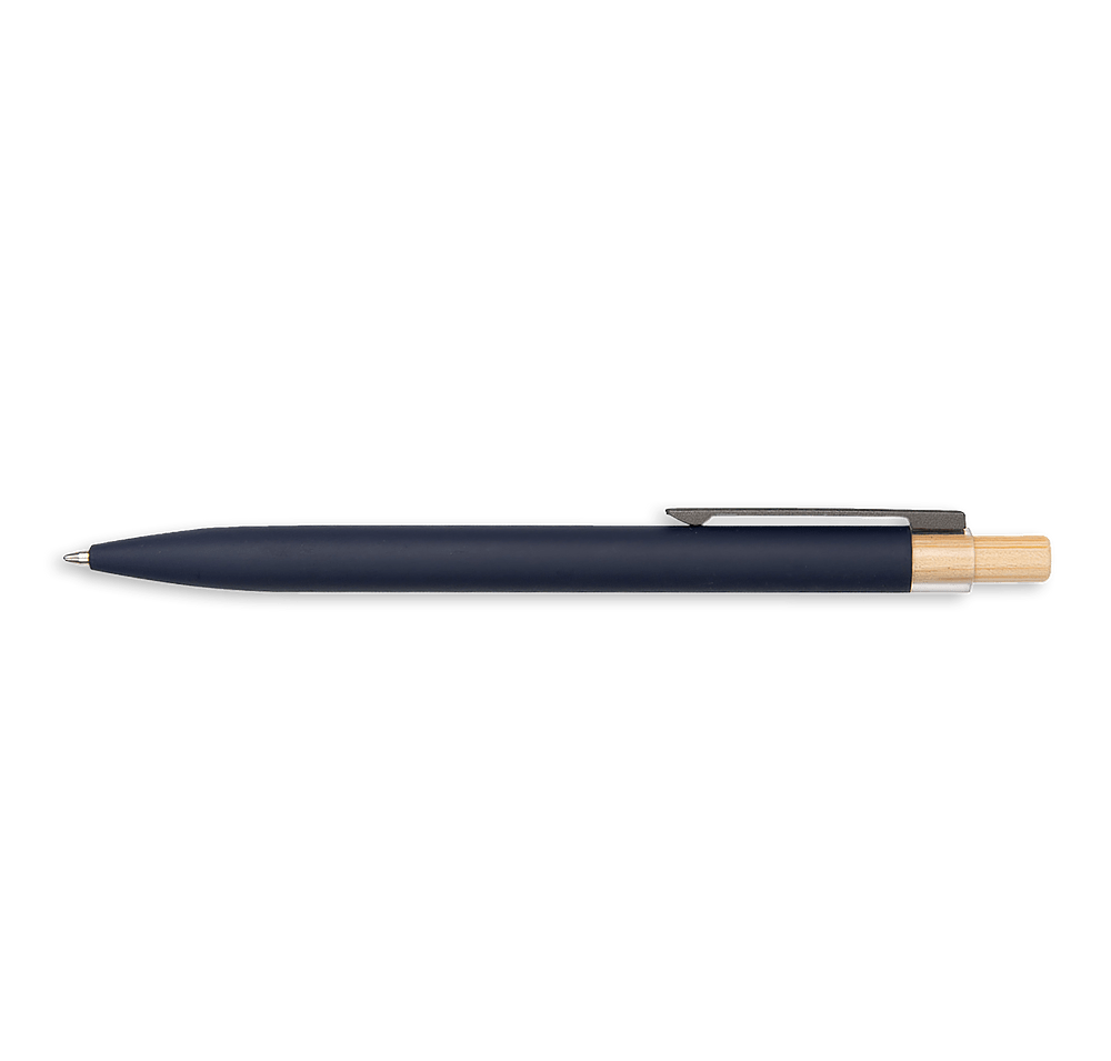 Recycled Aluminum Ballpoint Pen with Bamboo Plunger (black ink)-default