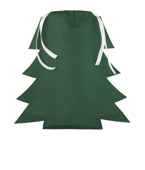 Tree Shaped Non-Woven Gift Bag in GREEN WITH WHITE