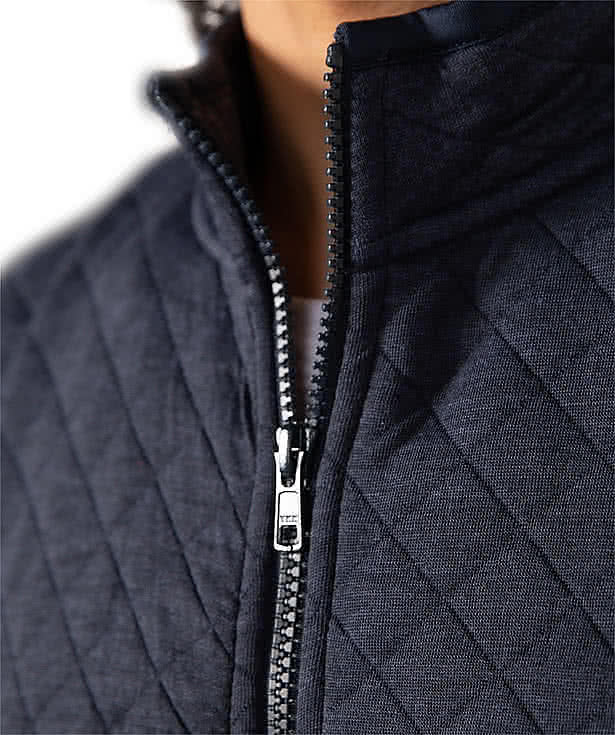 Marine Layer Corbet Quilted Vest - Faux Leather Patch