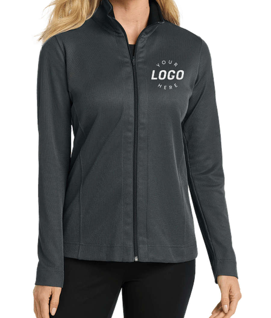 Port Authority Women's Vertical Texture Full Zip Sweatshirt in Iron Grey / Black