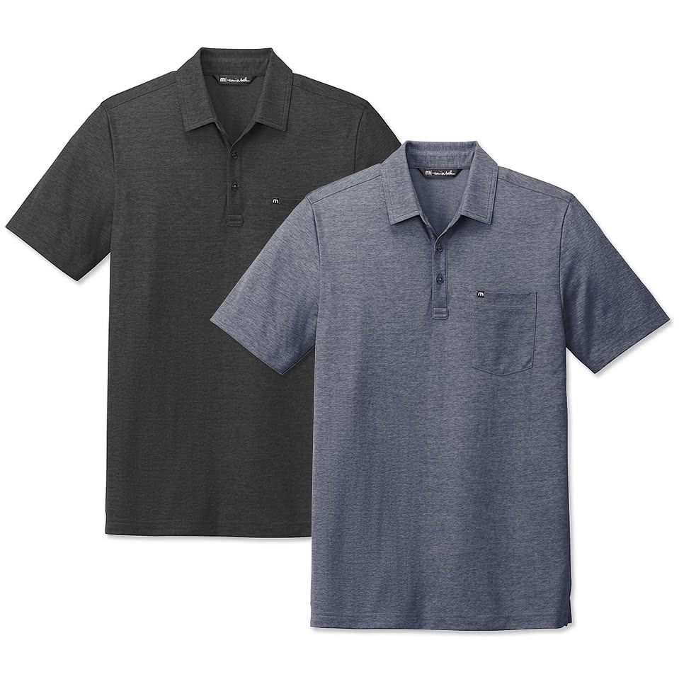 TravisMathew Oceanside Heather Performance Pocket Polo - Embroidered