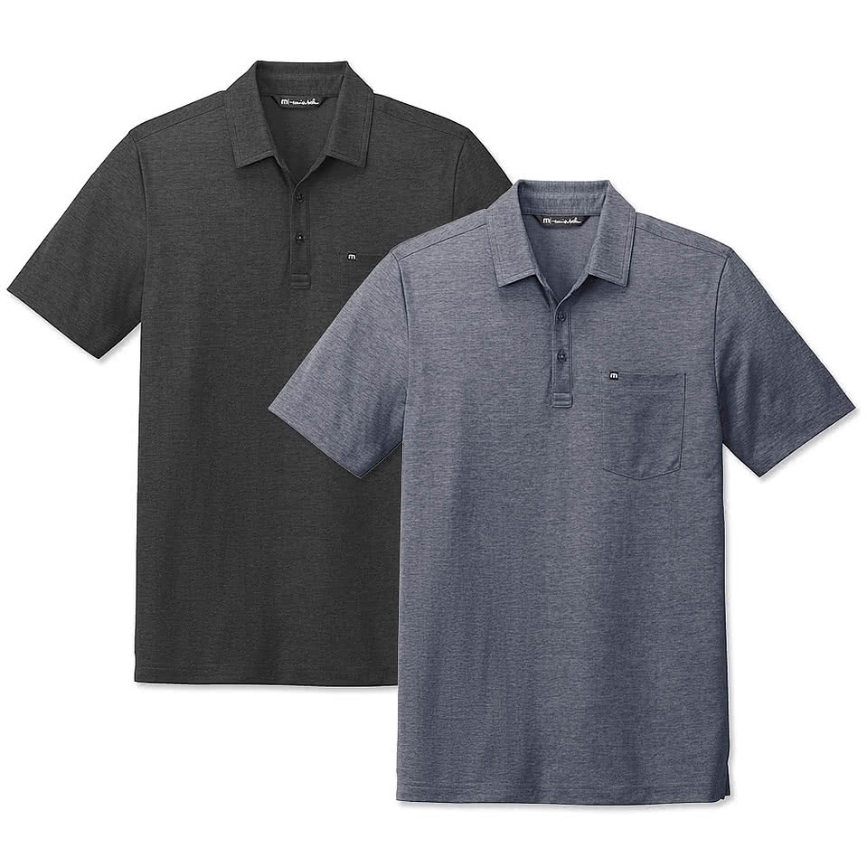 TravisMathew Oceanside Heather Performance Pocket Polo - Printed