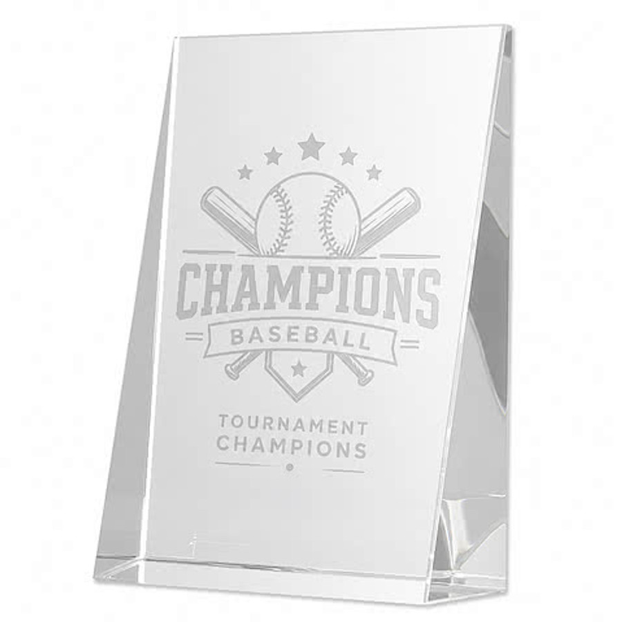 Laser Engraved 7" Glass Wedge Award in Clear