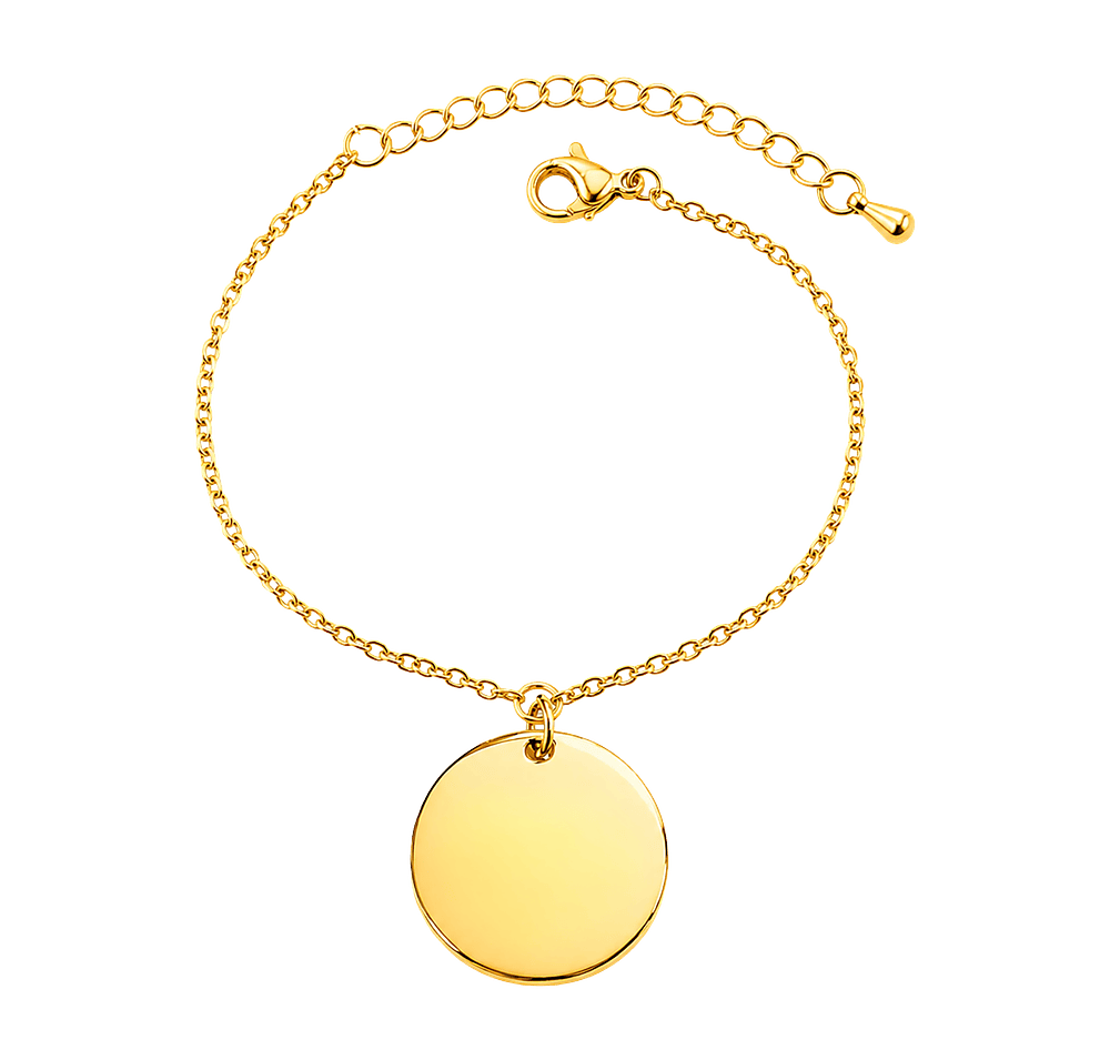 Laser Engraved Thin Chain Small Circle Bracelet-default