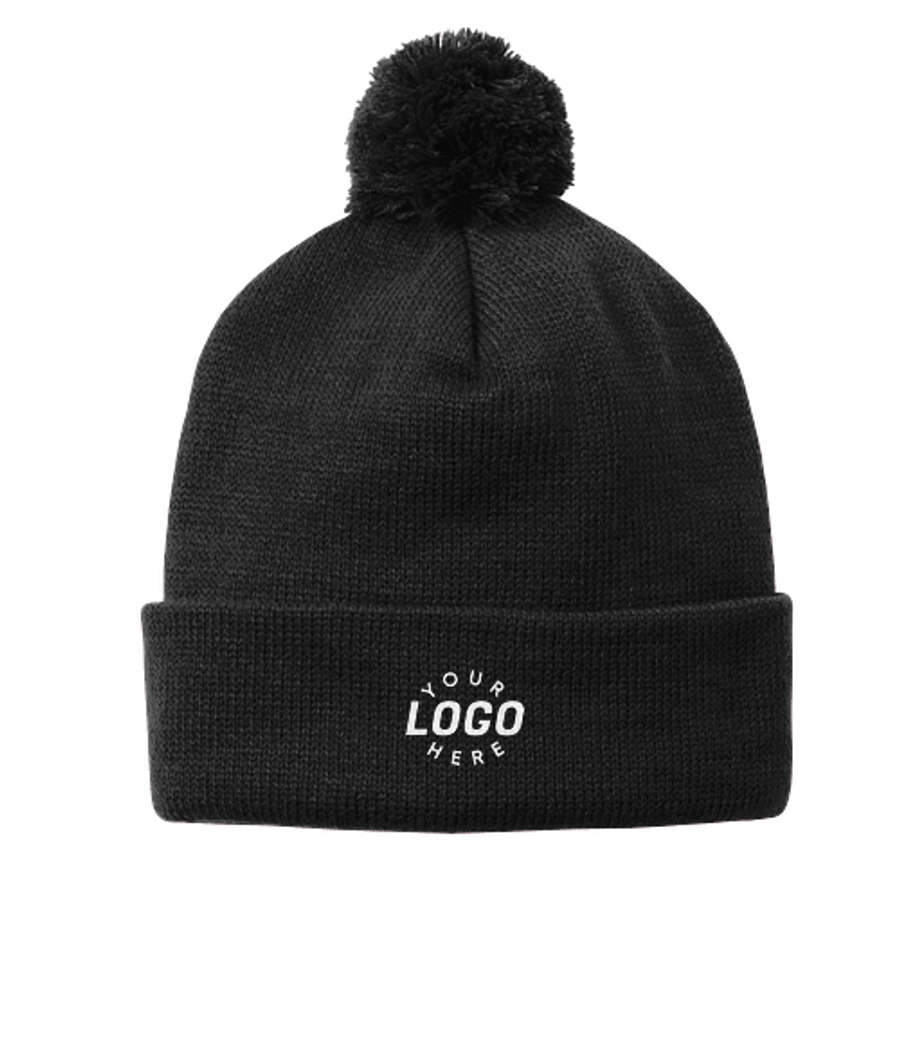 Sport-Tek Solid Pom Pom Beanie in Black