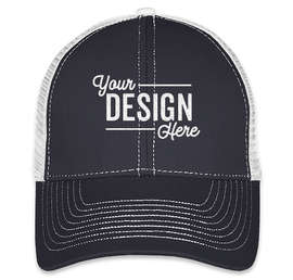 Mega Cap Contrast Stitch Trucker Hat - Color: Navy / White