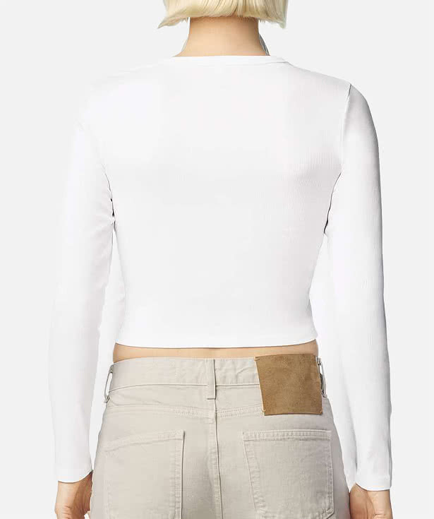 American Apparel Women's Baby Rib Heavyweight Long Sleeve Cropped T-shirt