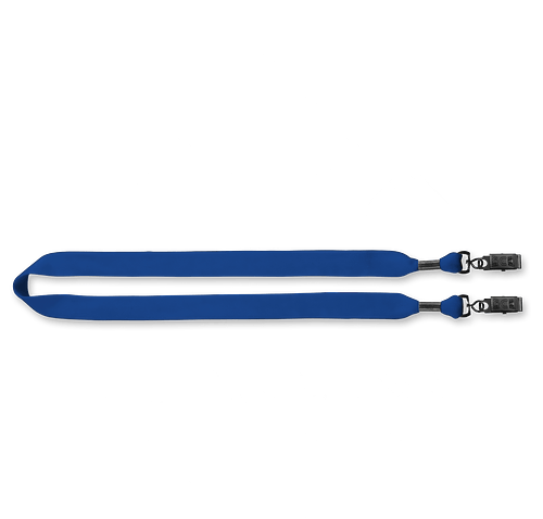 3/4" Cotton Double Bulldog Clip Lanyard in Electric Blue