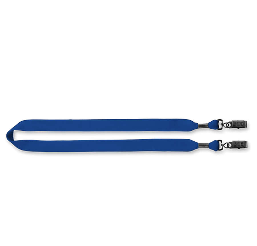 3/4" Cotton Double Bulldog Clip Lanyard in Electric Blue