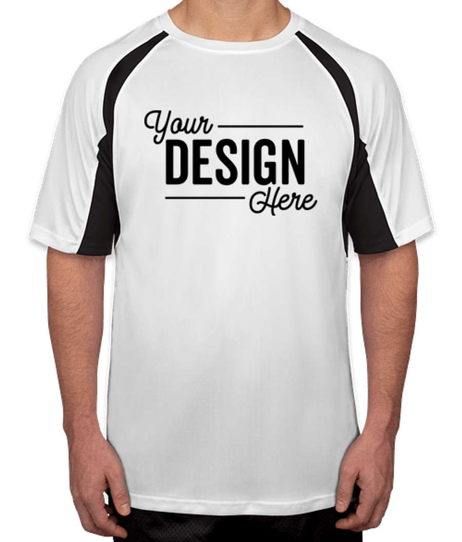 Badger B-Dry Contrast Performance Shirt in White / Black