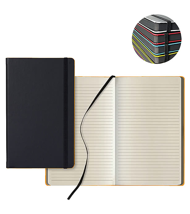 Castelli Debossed Black Laser Medio Lined Hard Cover Notebook