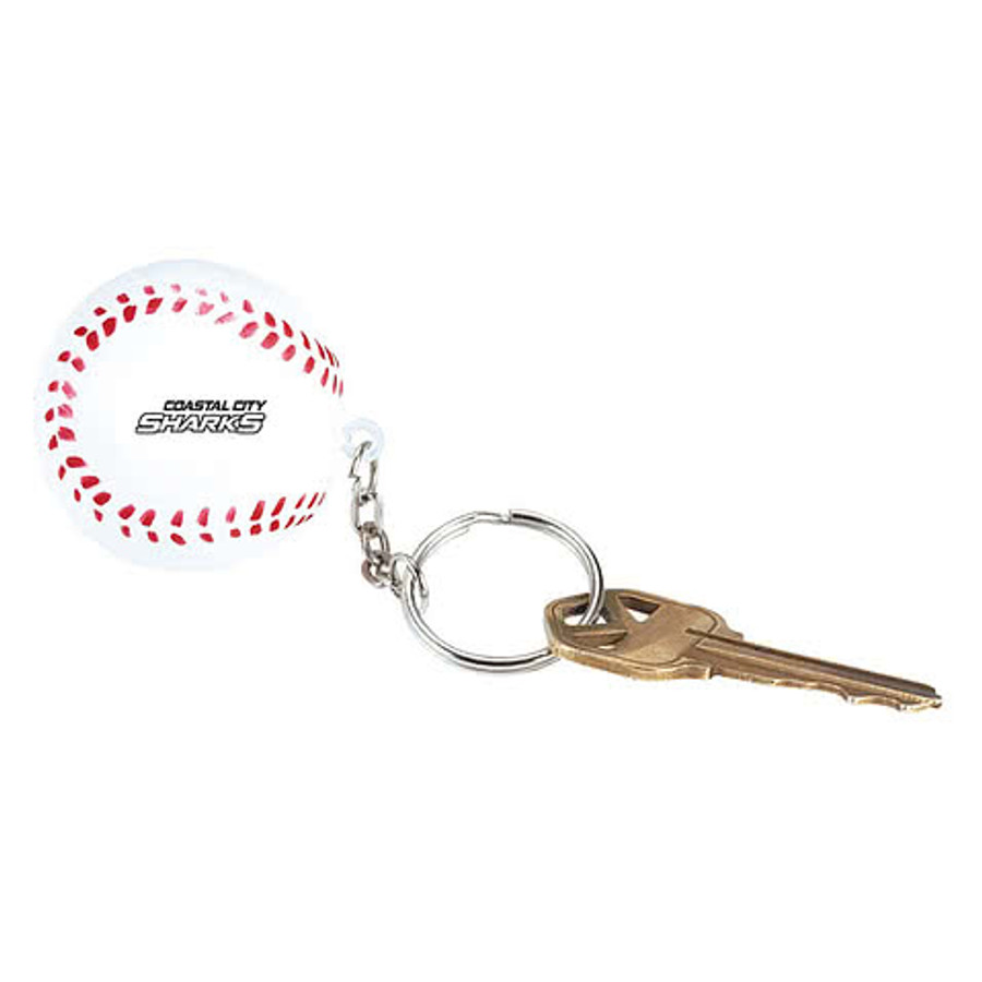 Standard Baseball Stress Reliever Keychain in WHITE