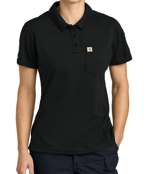 Carhartt Women's FLD & RSCU Performance Polo - Printed in Black