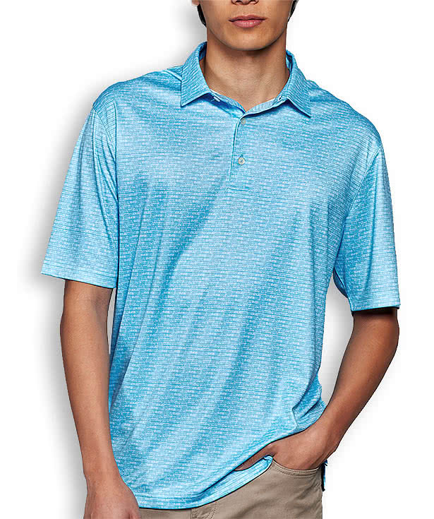 Greg Norman Microlux Cart Print UPF 50 Performance Polo