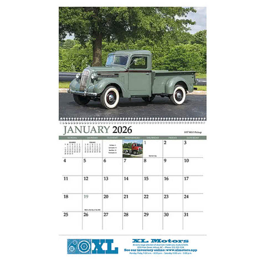 Full Color Classic Trucks Spiral Wall Calendar in Classic Trucks-Spiral.2026