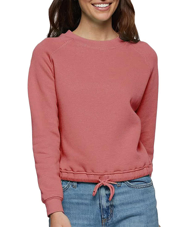 Live & Tell by LAT Women's Boxy Drawcord Hem Crewneck Sweatshirt
