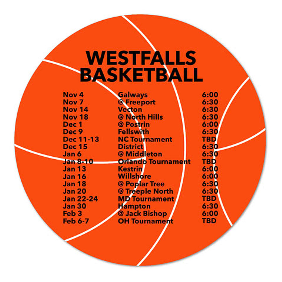 Full Color 5.5" Basketball Refrigerator Magnet in Basketball