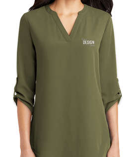 Port Authority Women's 3/4 Sleeve Tunic Blouse - Color: Deep Olive