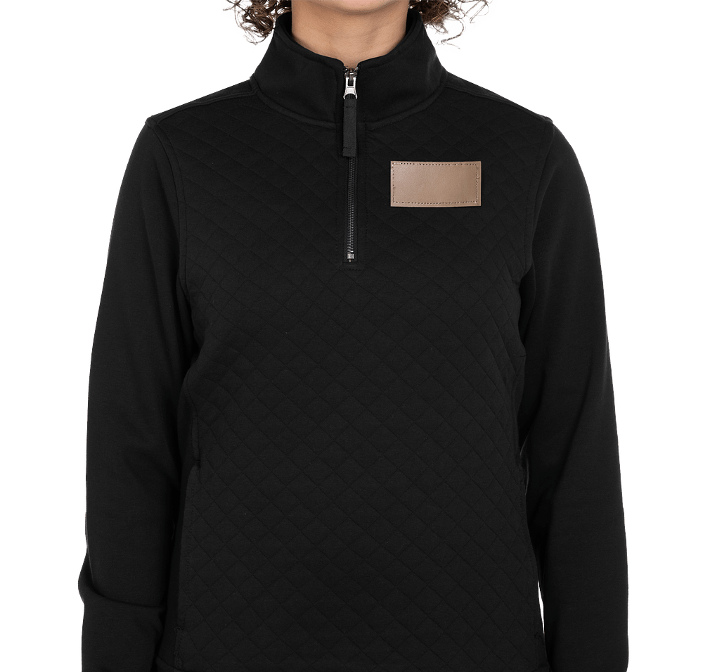 Charles River Women's Franconia Quarter Zip Sweatshirt - Faux Leather Patch-default
