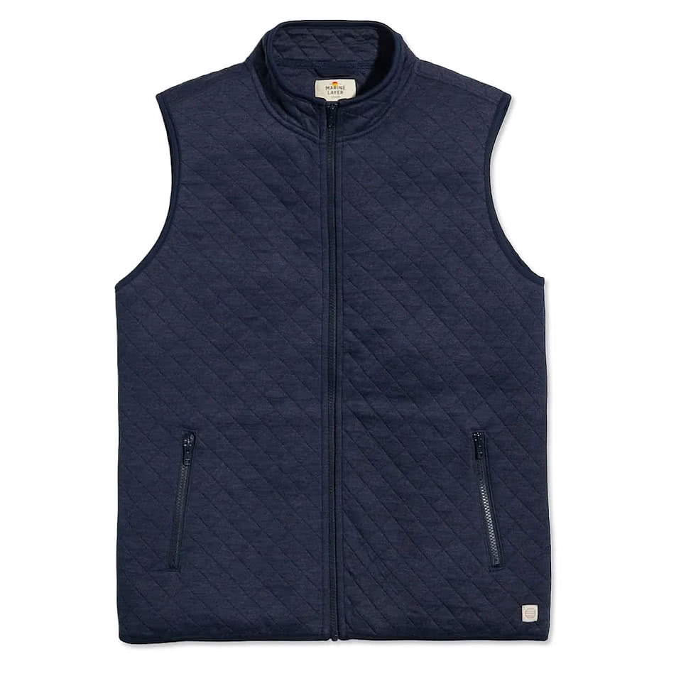 Marine Layer Corbet Quilted Vest - Faux Leather Patch