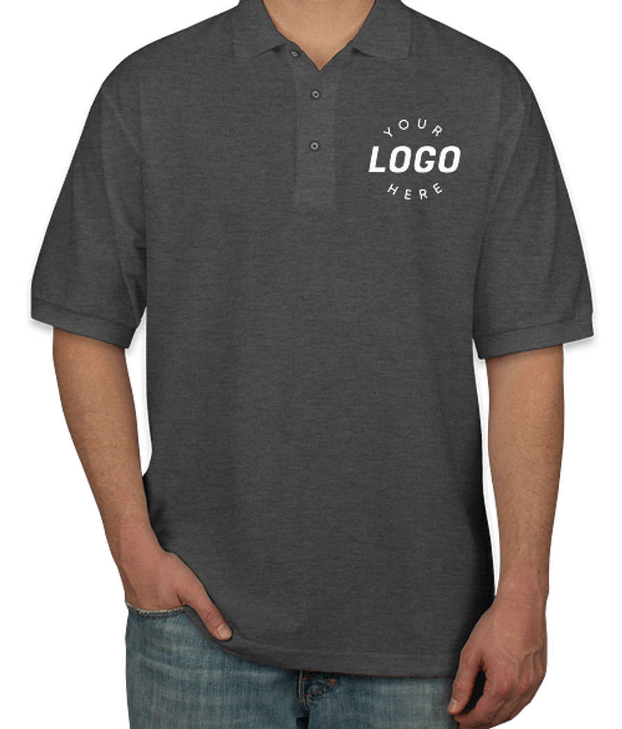 Port Authority Silk Touch Polo - Printed in Charcoal Heather Grey