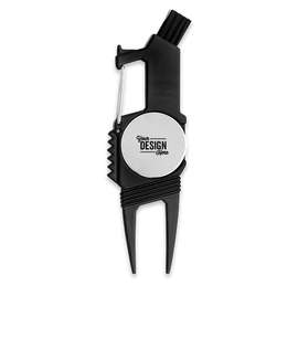 Laser Engraved Rugged 7-in-1 Golf Tool - Color: Black