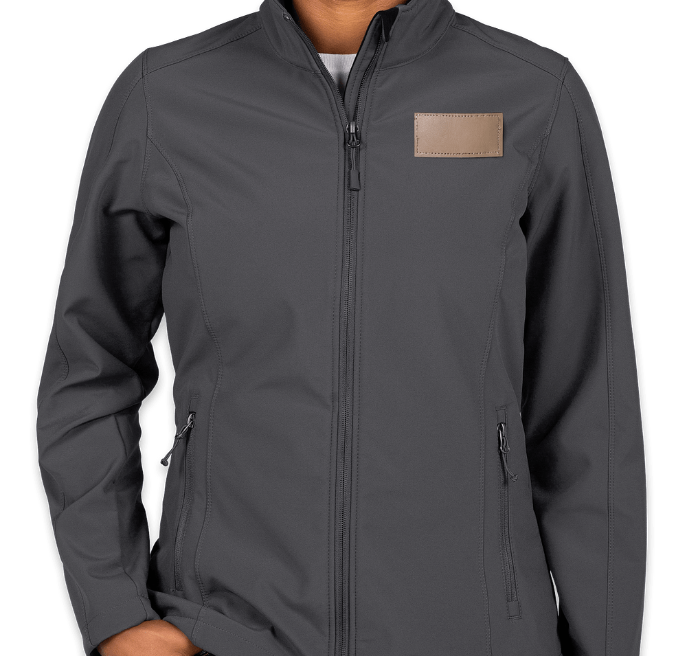 Port Authority Women's Core Fleece Lined Soft Shell Jacket - Faux Leather Patch-default
