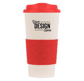 16 oz. Rubber Grip To Go Coffee Cup - Color: Red