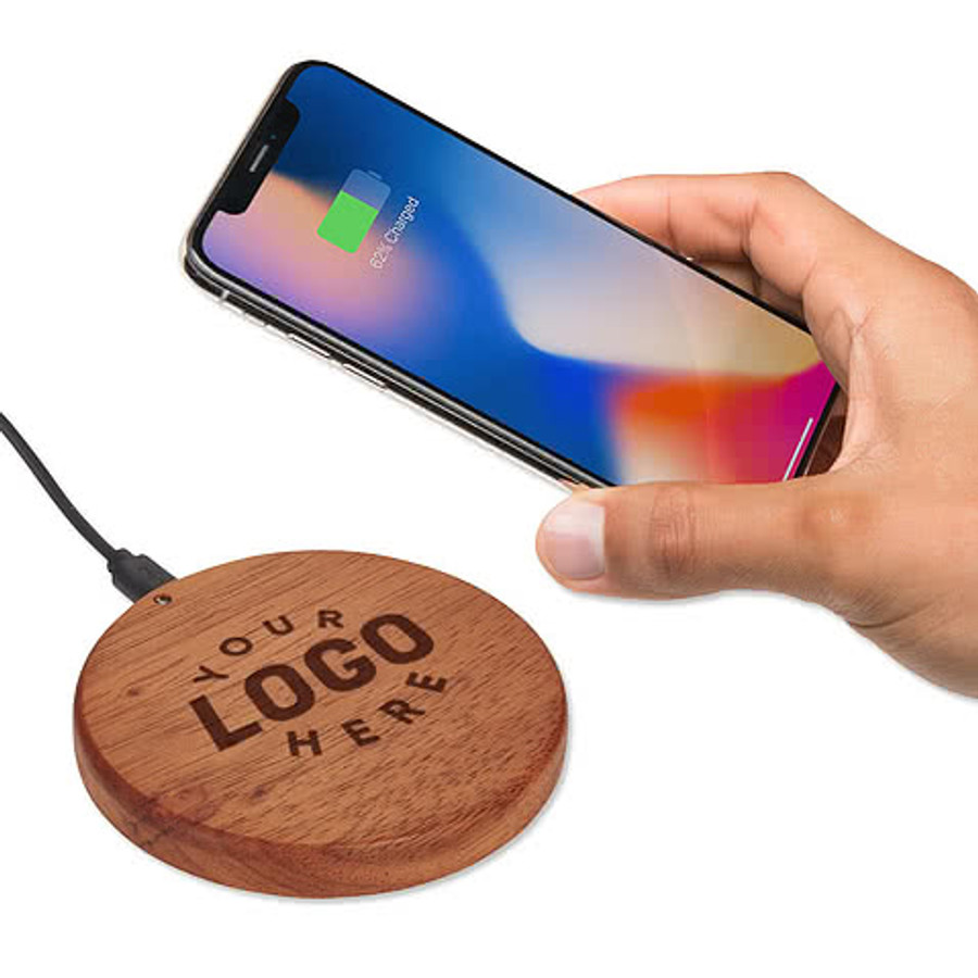 Laser Engraved Bora 5W Wooden Portable Wireless Charging Pad in Wood
