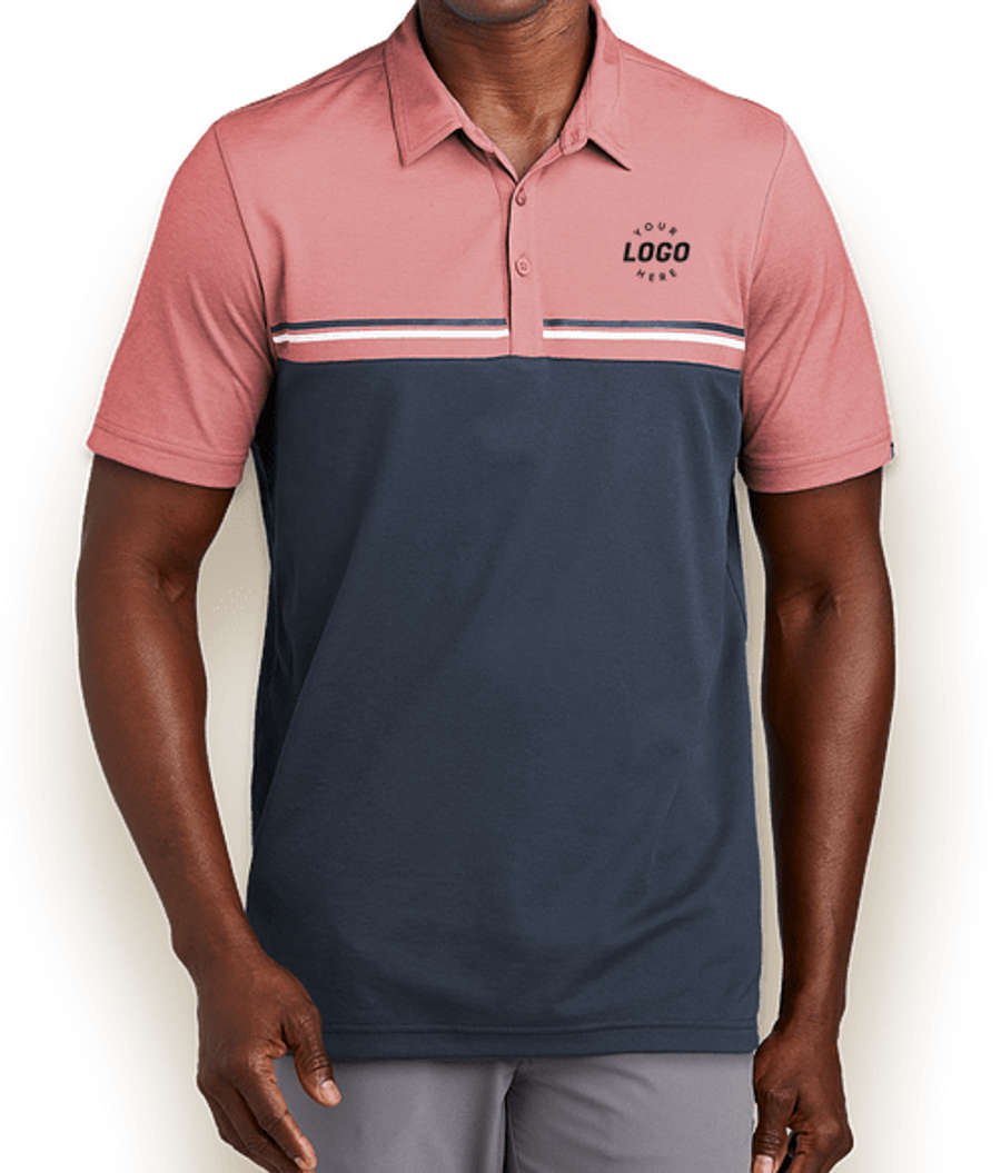 TravisMathew Sunset Colorblock Performance Polo in Cardinal Heather / Blue Nights