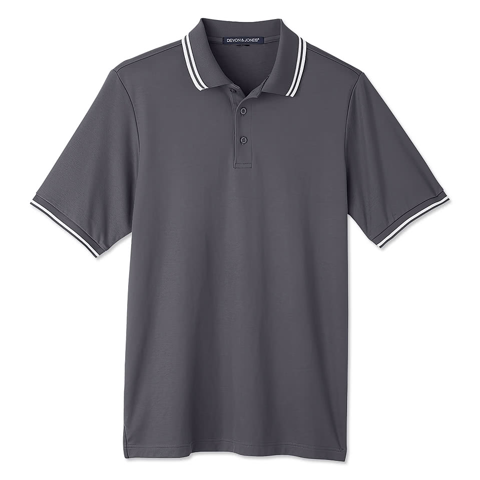 Devon & Jones CrownLux Plaited Tipped Performance Polo
