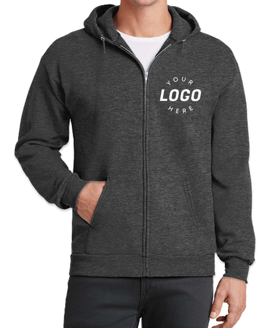 Port & Company Core Zip Hoodie in Dark Heather Grey