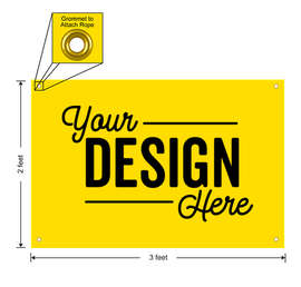 Full Color 3' x 2' Vinyl Banner - Color: Yellow
