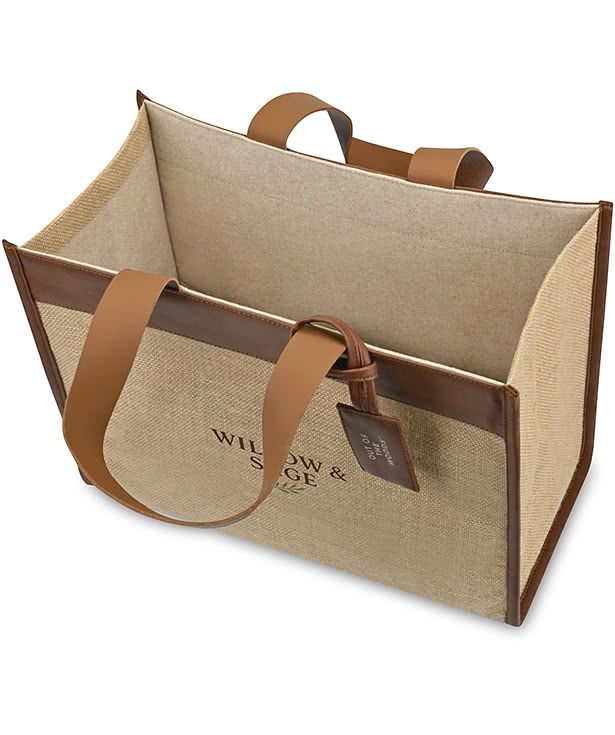 Out of The Woods Jute Trim Box Tote Bag
