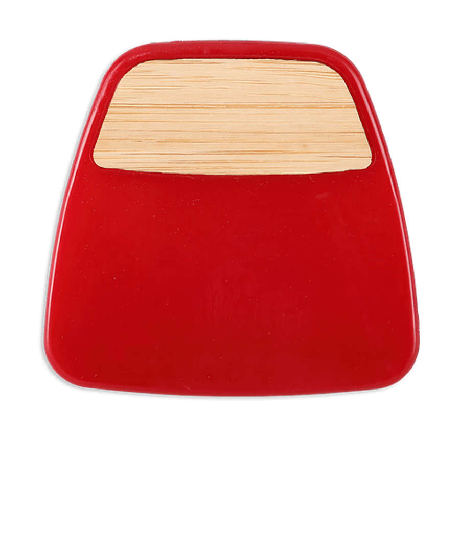 Bamboo Accent Magnetic Memo Clip with Pen Holder in Red