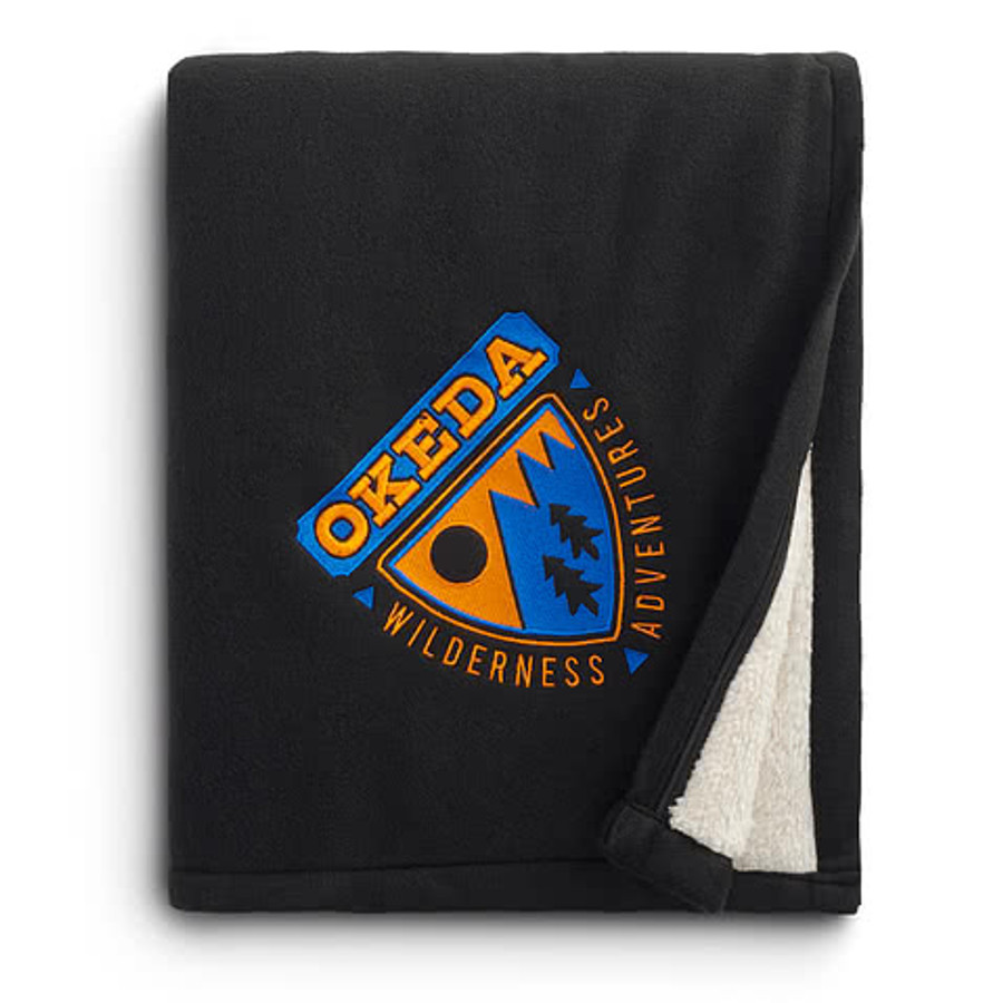Polar Fleece Sherpa Blanket in Black