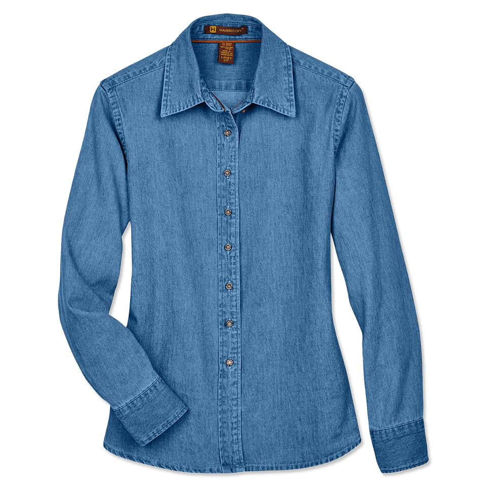 Harriton Women's Denim Button Down Shirt