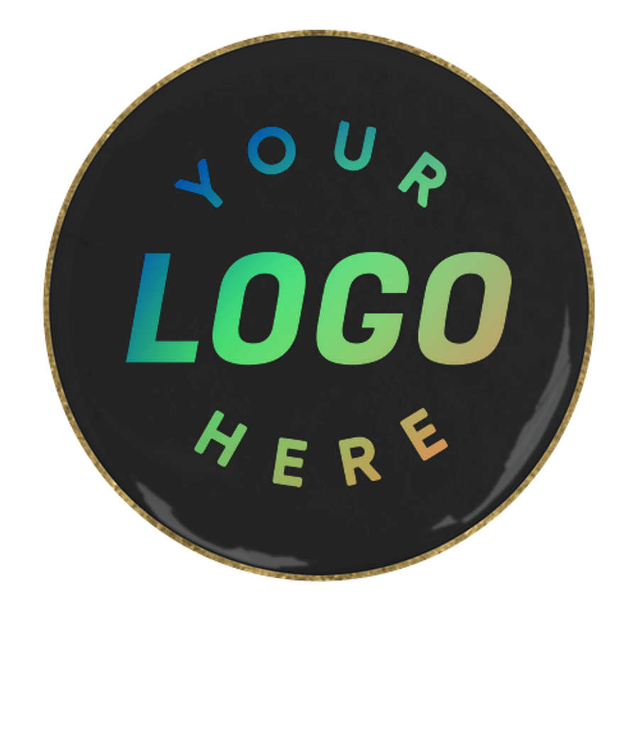 1" Round Lapel Pin in Black / Brass