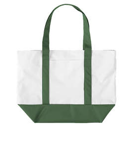 Large Poly Zippered Boat Tote Bag - Color: White / Forest