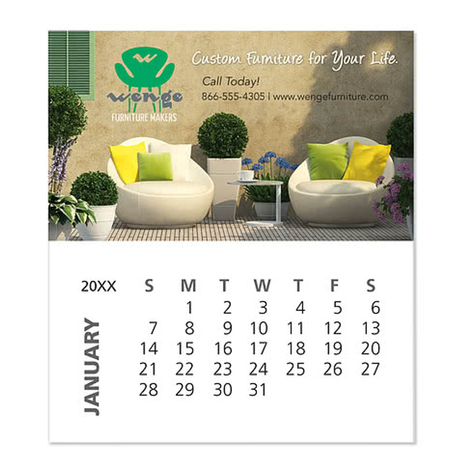 Full Color Business Card Magnet with 12-Sheet Calendar in Business Card Magnet with 12 Sheet Calendar