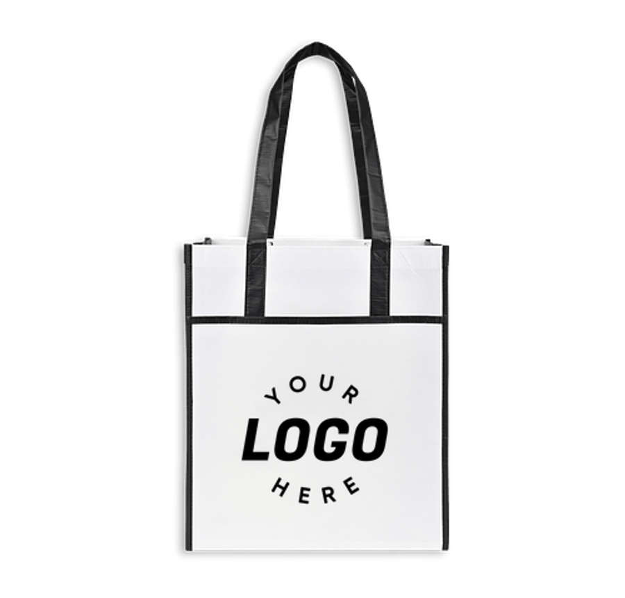 Harlow Laminated Recycled Shopper Tote Bag in Black