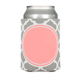 Full Color Moroccan Tile Foldable Can Cooler - Color: Grey / Pink