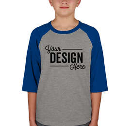 Sport-Tek Youth Raglan T-shirt - Color: Heather Grey / Royal