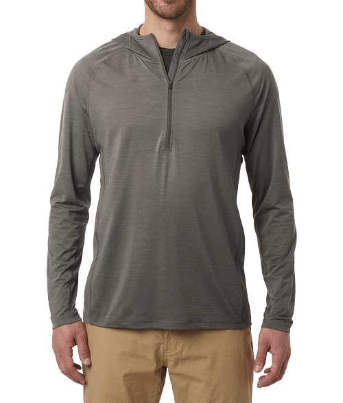 HUK Atoll Hooded Half Zip Performance Shirt in Moss