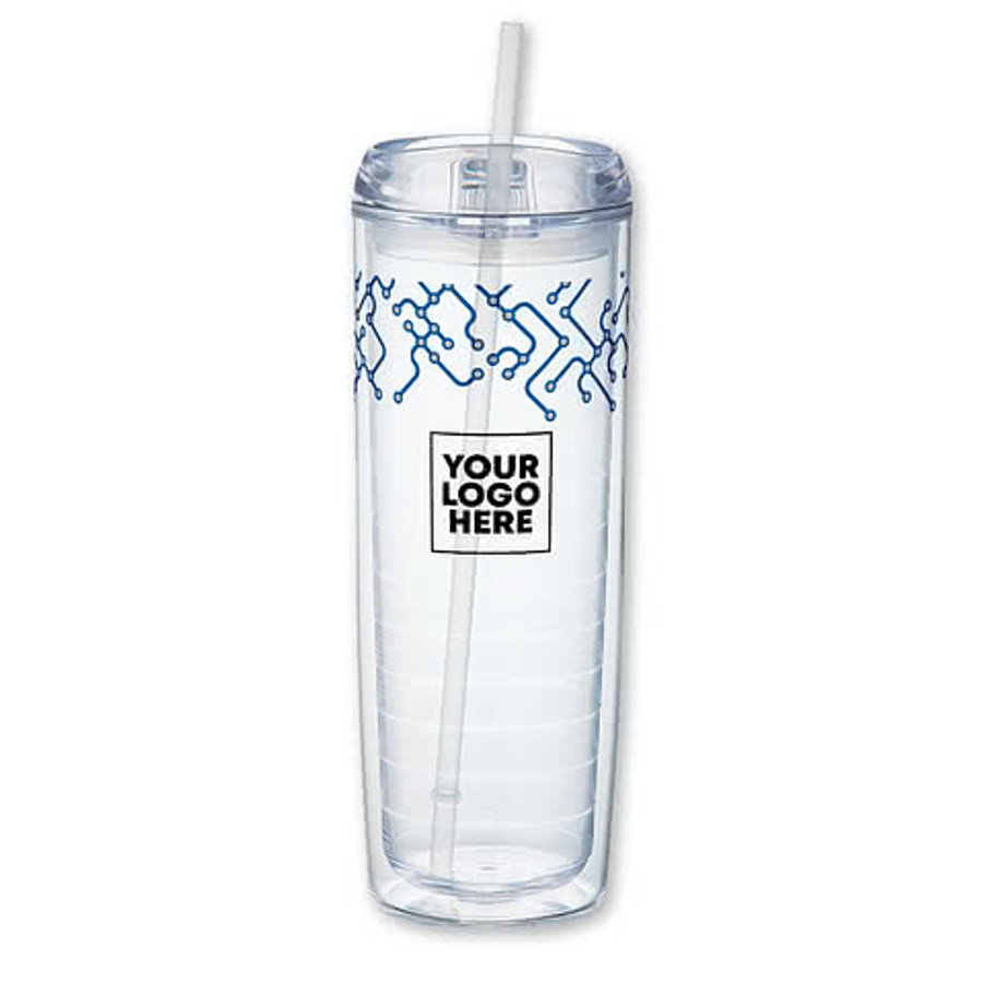 Tech 24 oz. Mega Vortex Acrylic Tumbler with Straw in Clear / Blue