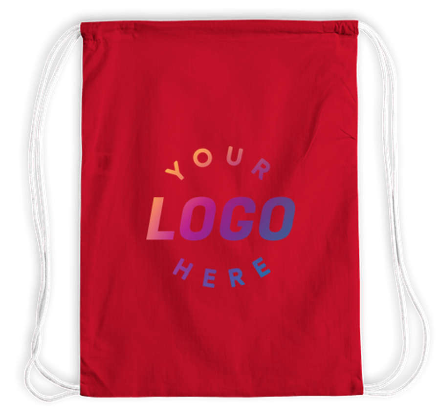 Lightweight 100% Cotton Drawstring Bag in Red