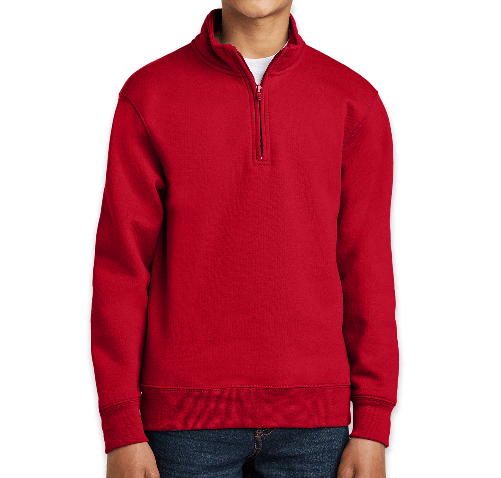 Port & Company Youth Core Quarter Zip Sweatshirt - Embroidered-default