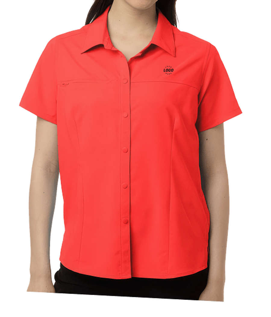 Core 365 Women's Shoreline UPF 50+ Short Sleeve Staff Shirt in Marina Red